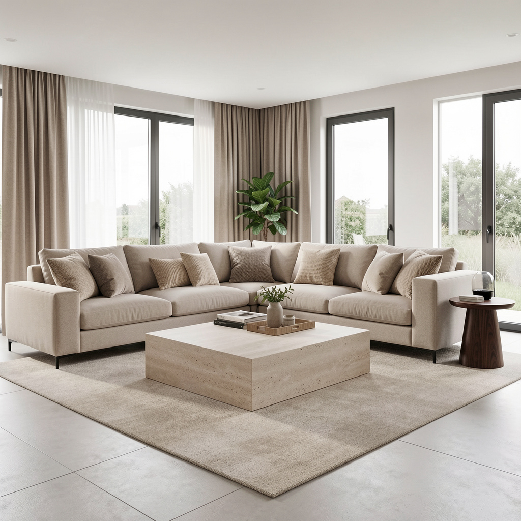 كنب وستائر freepik wide shot modern living room lshaped light beige s 2496