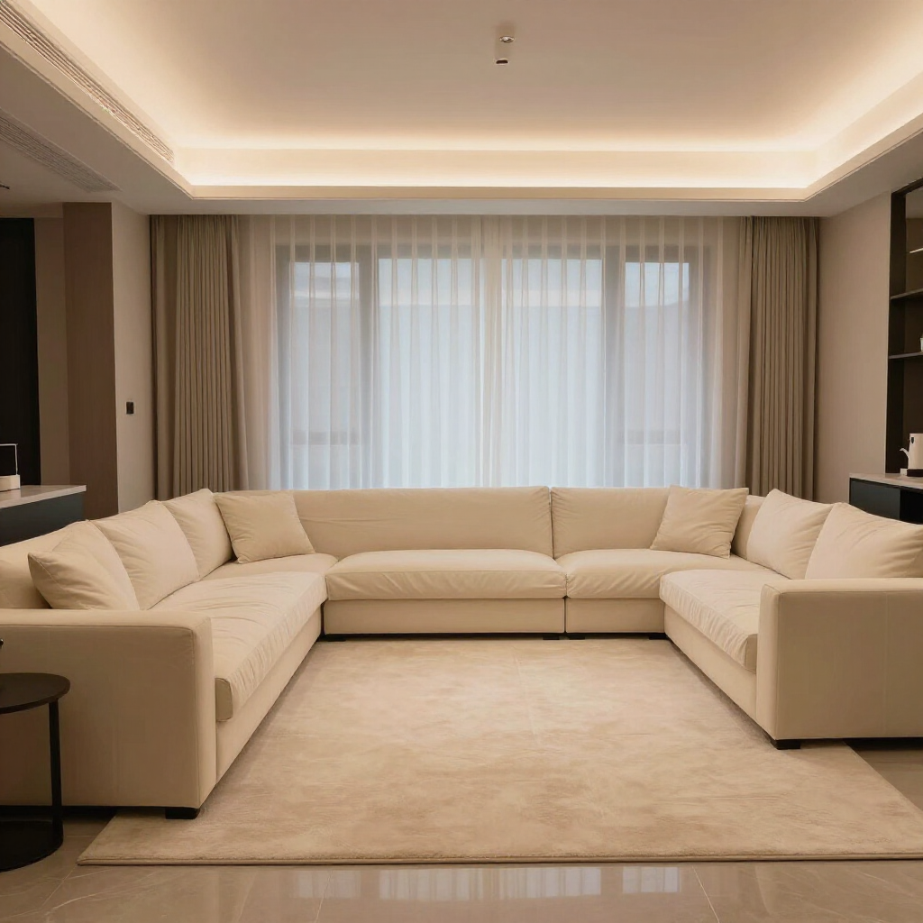 كنب وستائر freepik wideangle modern living room with cream sofas and 2491